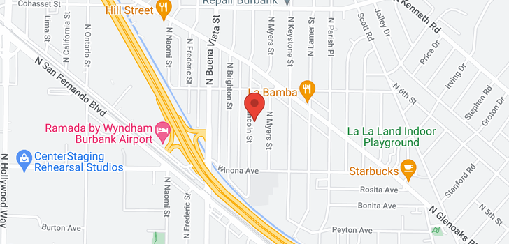 map of 2510 Lincoln Burbank, CA 91504